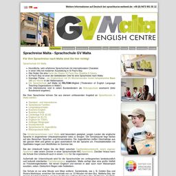Screenshot der Website von GV Malta English Centre