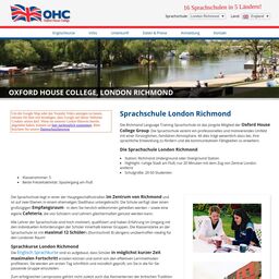 Screenshot der Website von Oxford House College -  London Richmond **derzeit geschlossen**