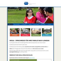 Screenshot der Website von SKOLA English in London