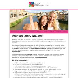 Screenshot der Website von Scuola Leonardo da Vinci Florenz